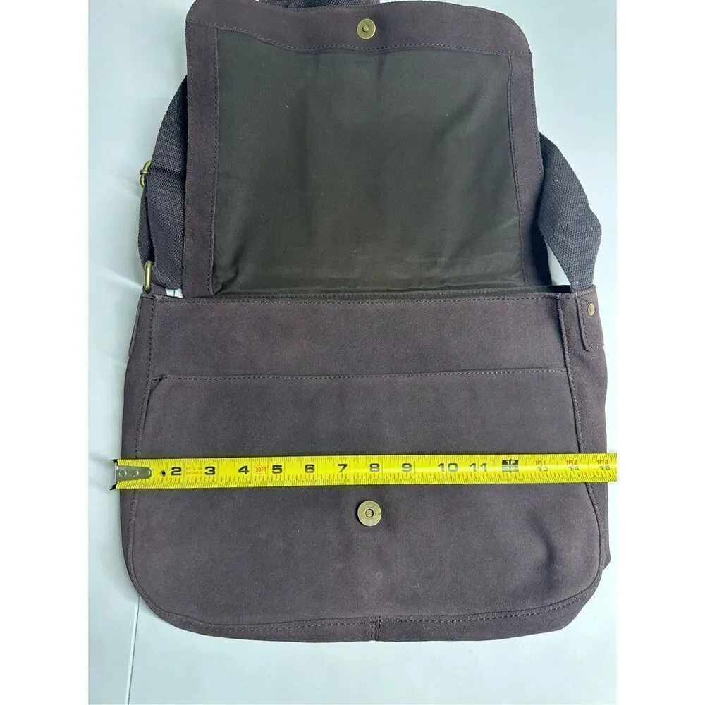 Benetton Brown Suede Messenger Crossbody Bag Briefcase Laptop See Description